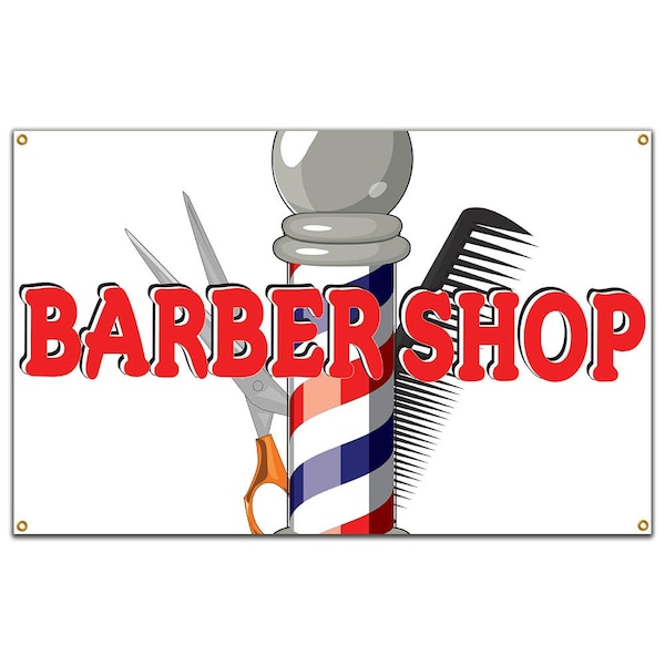 Barber Shop Banner Heavy Duty 13 Oz Vinyl with Grommets Single Sided